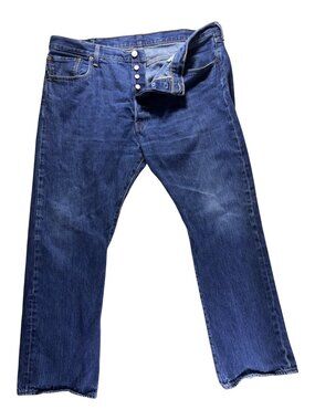Levis 501 Mens Dark Wash Button Fly Straight Leg Jeans 40x30 (383)